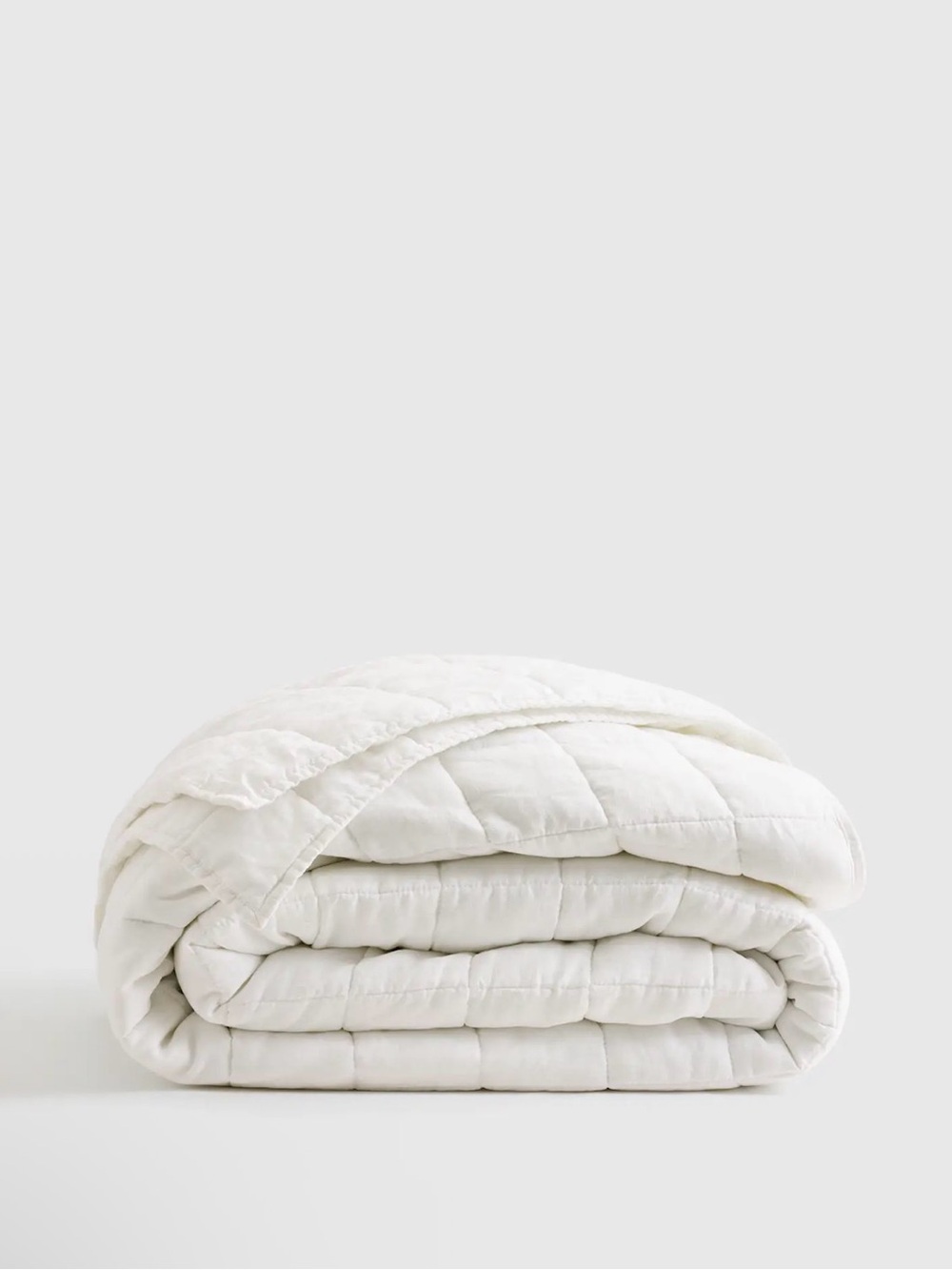 Quince European Linen Box Quilt in White Queen